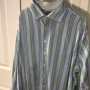 Blue & green striped shirt from Thomas Dean